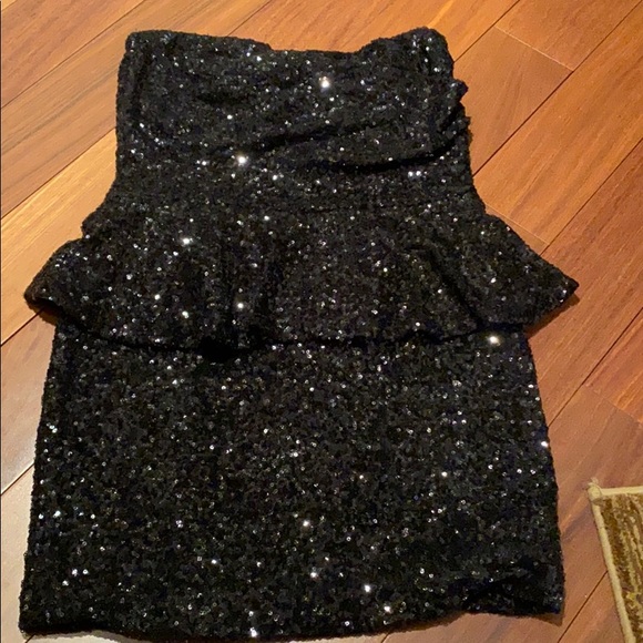 Strapless black sequins dress - Picture 2 of 3